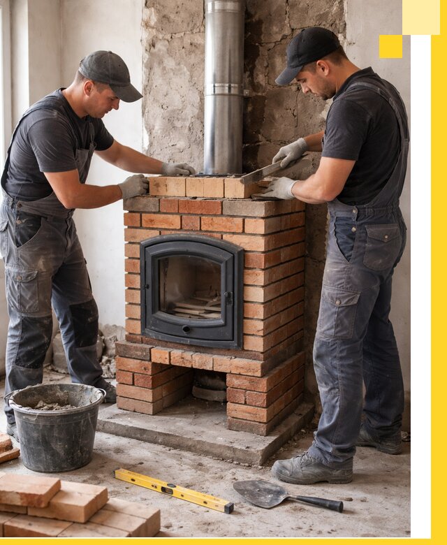 Монтаж печи камина под ключ в Кызыле с гарантией и пусконаладкой