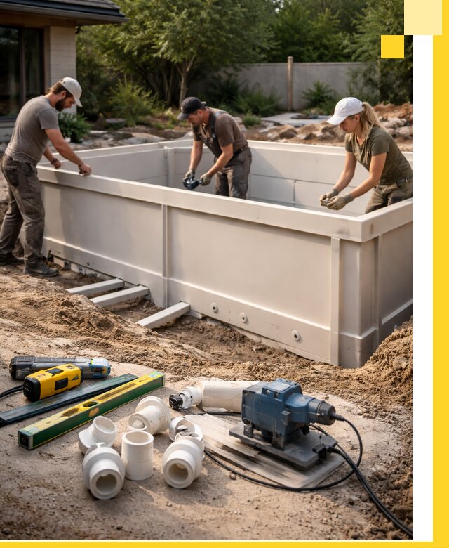 Установка полипропиленовых бассейнов под ключ в Кызыле