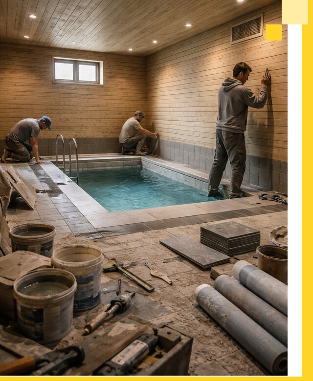 Строительство бани с бассейном и сауной под ключ в Кызыле