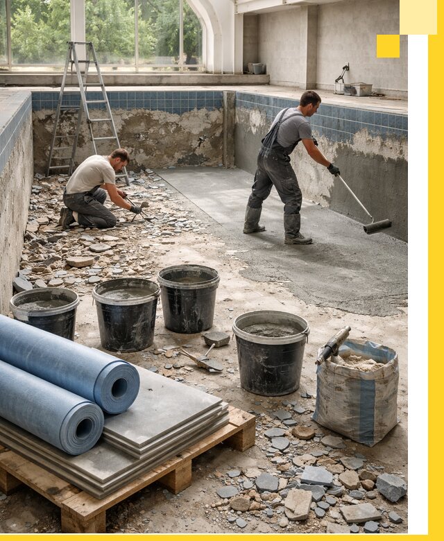 Реконструкция бассейнов в Кызыле: ремонт, гидроизоляция