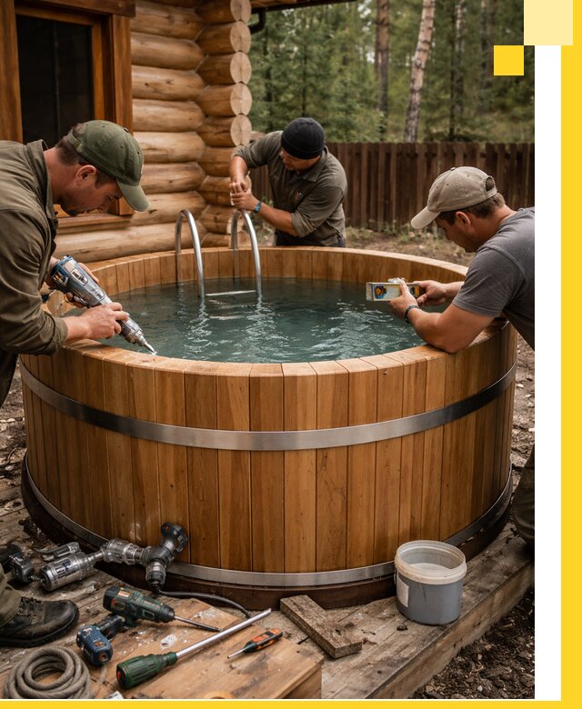 Строительство бань с купелью под ключ и отделкой в Кызыле