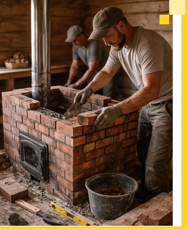 Кирпичные печи для бани под ключ в Кызыле, проект и монтаж