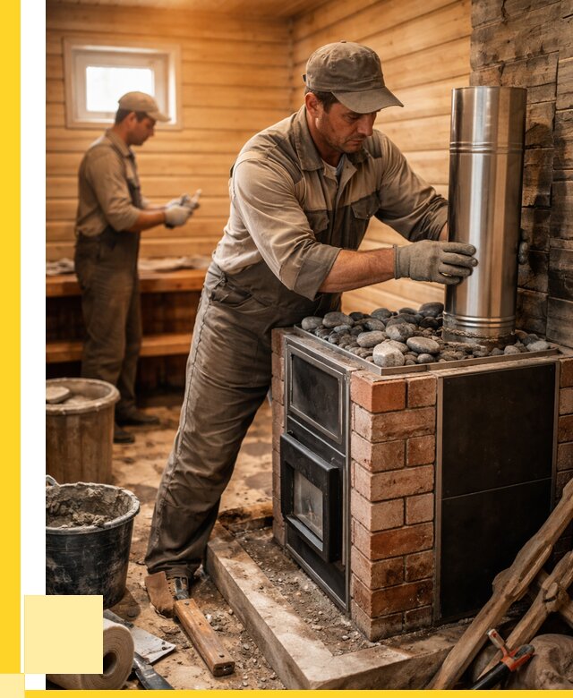 Монтаж печи в бане под ключ в Кызыле от 20742 р. | ЭриданКзл