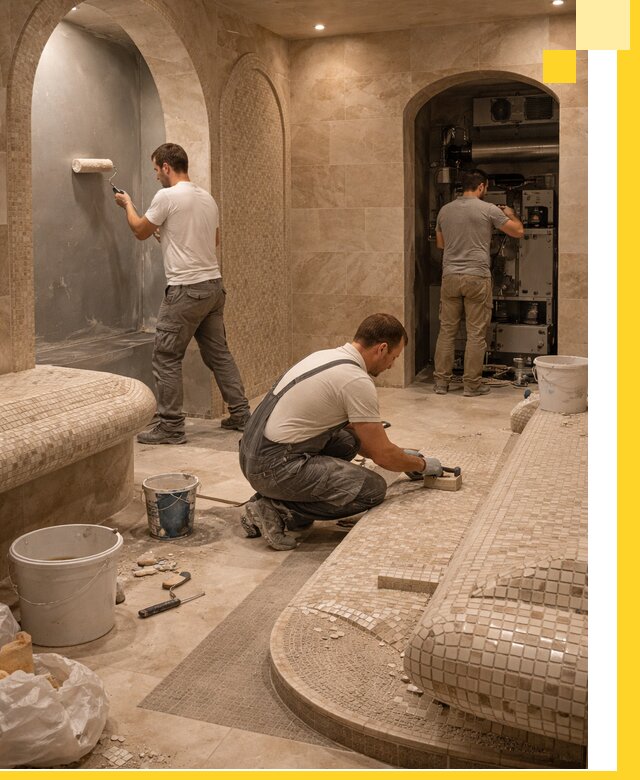 Строительство бани с хамамом и бассейном под ключ в Кызыле