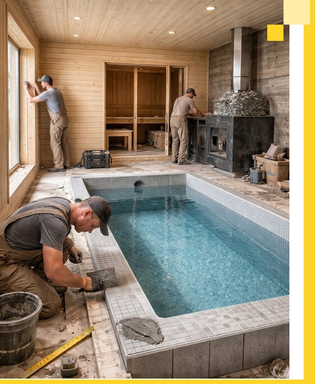 Проект бани с бассейном и сауной в Кызыле под ключ