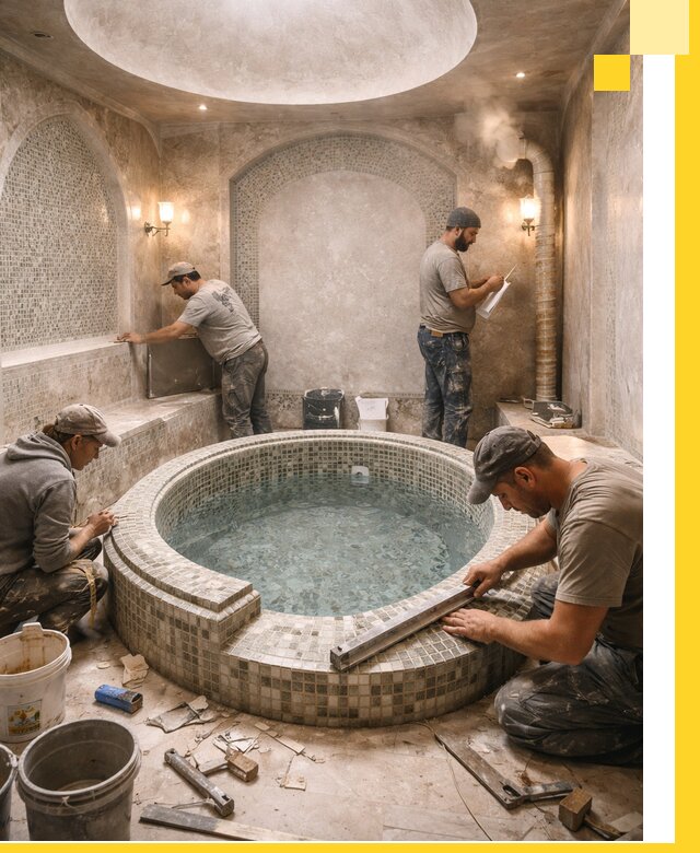 Профессиональное строительство хамама с бассейном в Кызыле под ключ